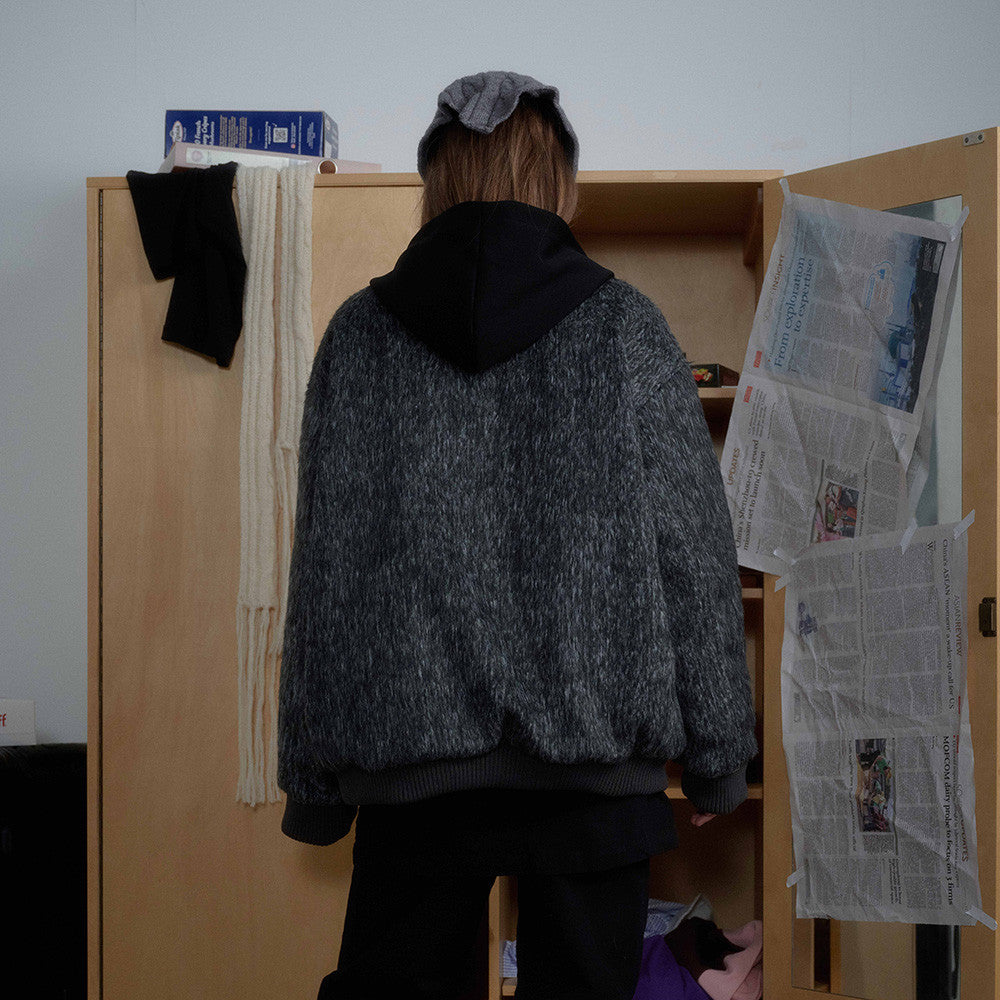 Fake two-piece spliced hooded cotton jacket