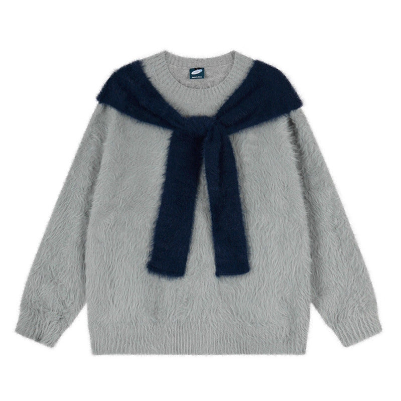 Cashmere Knit Sweater Loose Oversized Hooded Chic Korean-Style Knit Top