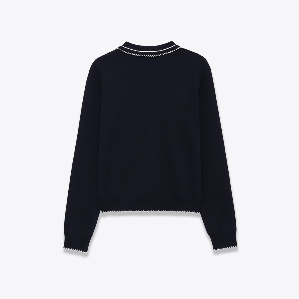 Color blocking stitching long sleeved knitted fabric