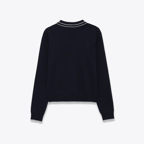 Color blocking stitching long sleeved knitted fabric