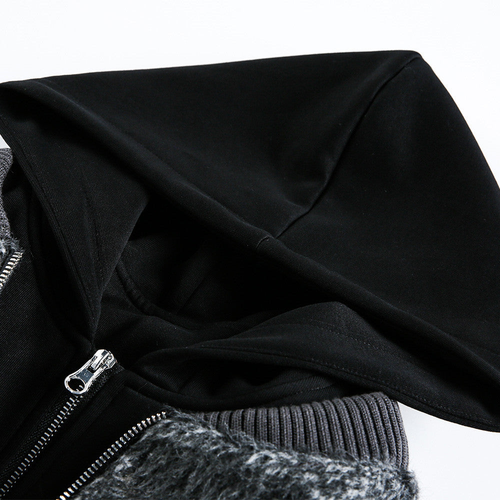 Fake two-piece spliced hooded cotton jacket