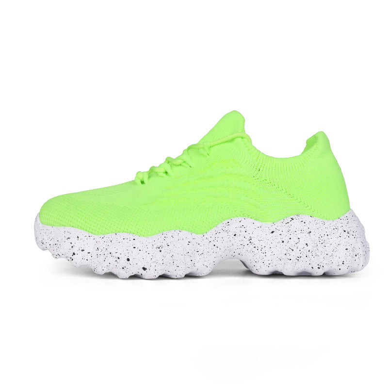 Daily Sporty Women's Shoes Cross-border New Summer Elevated Big Size Knitted Shoes Couple Style