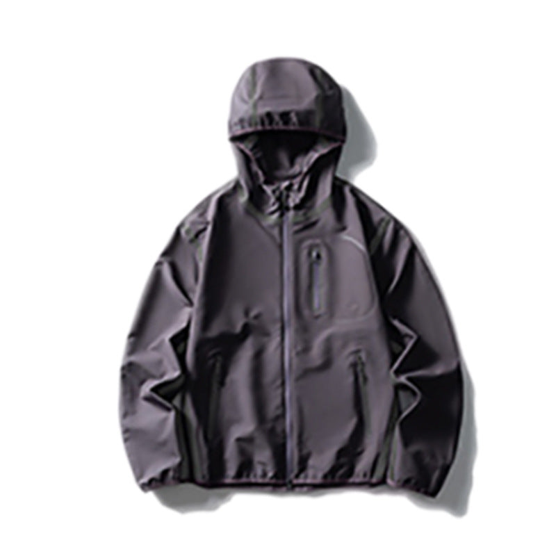 Reflective strip splicing hooded jacket