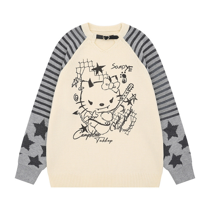 Lightweight V-Neck Sweater Loose Casual Lazy Knitwear Autumn