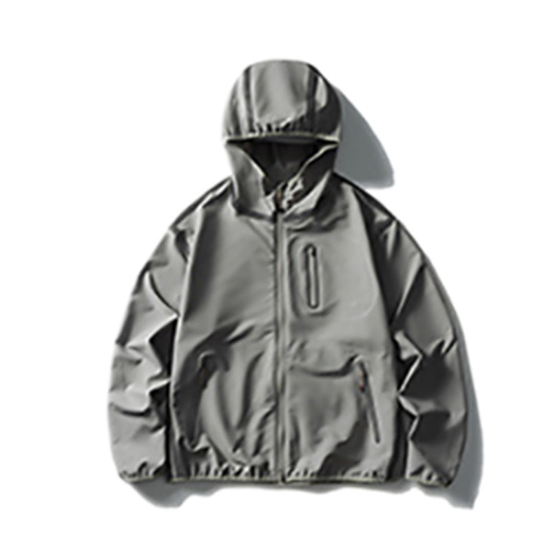 Reflective strip splicing hooded jacket