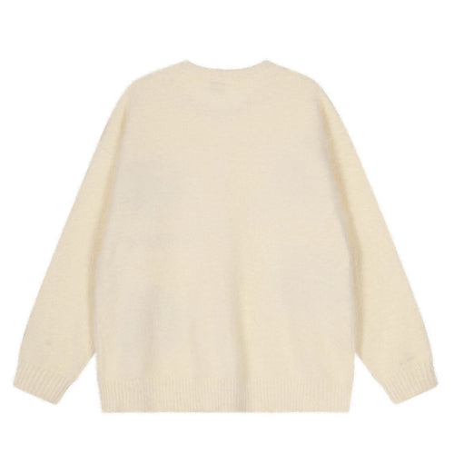 Cool Pattern Knit Sweater Loose Fit Open Front Top