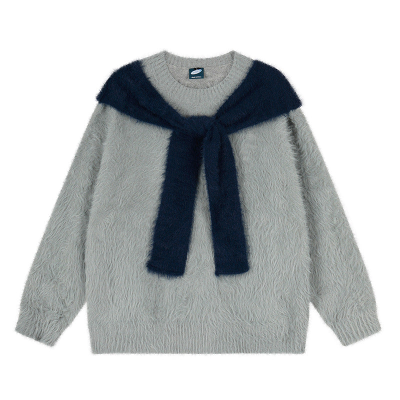 Cashmere Knit Sweater Loose Oversized Hooded Chic Korean-Style Knit Top