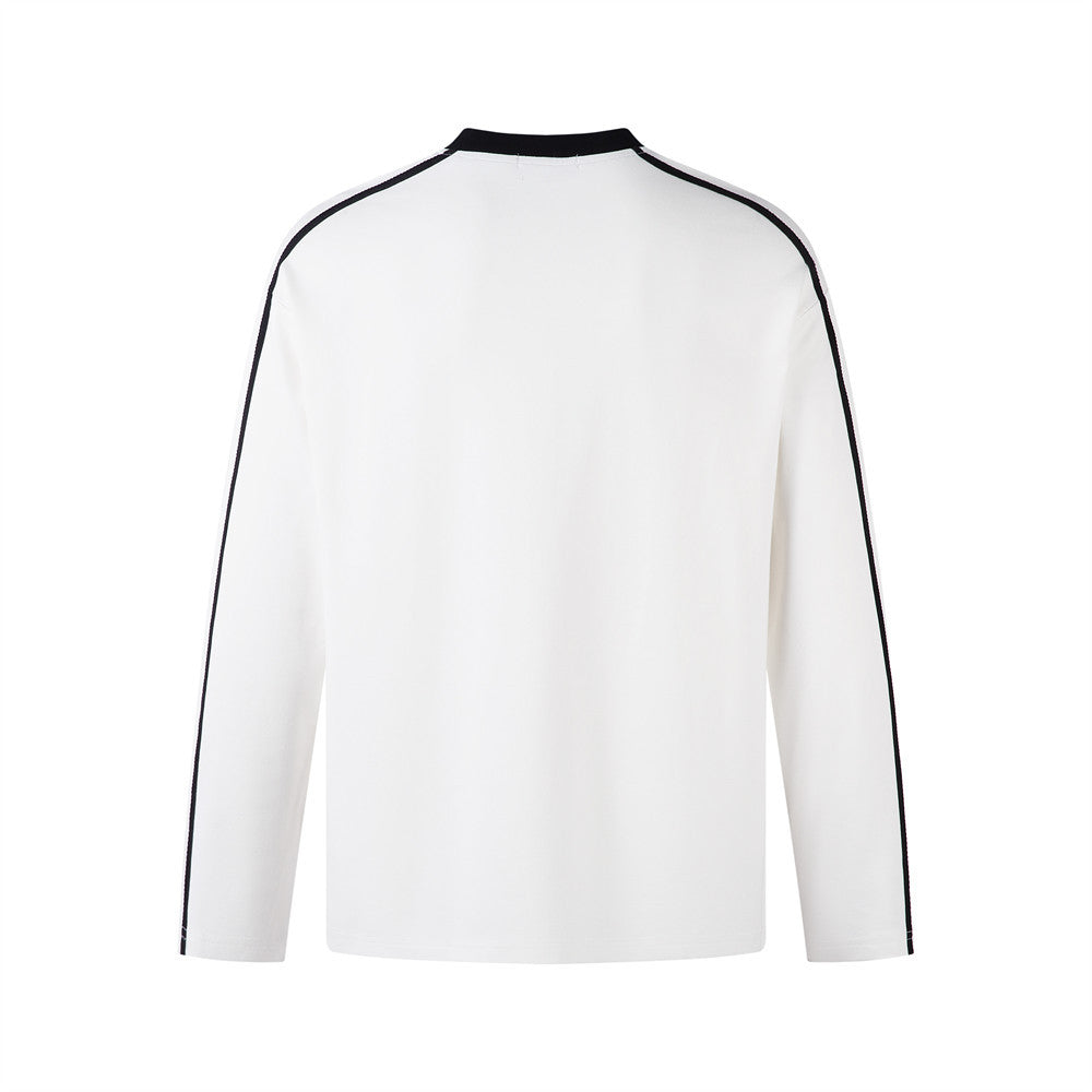 Three bar splicing V-neck loose top