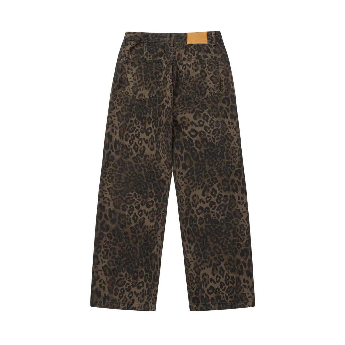 Leopard Print  Straight Leg Washed Casual Pants