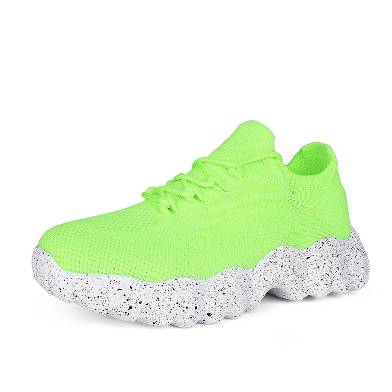 Daily Sporty Women's Shoes Cross-border New Summer Elevated Big Size Knitted Shoes Couple Style